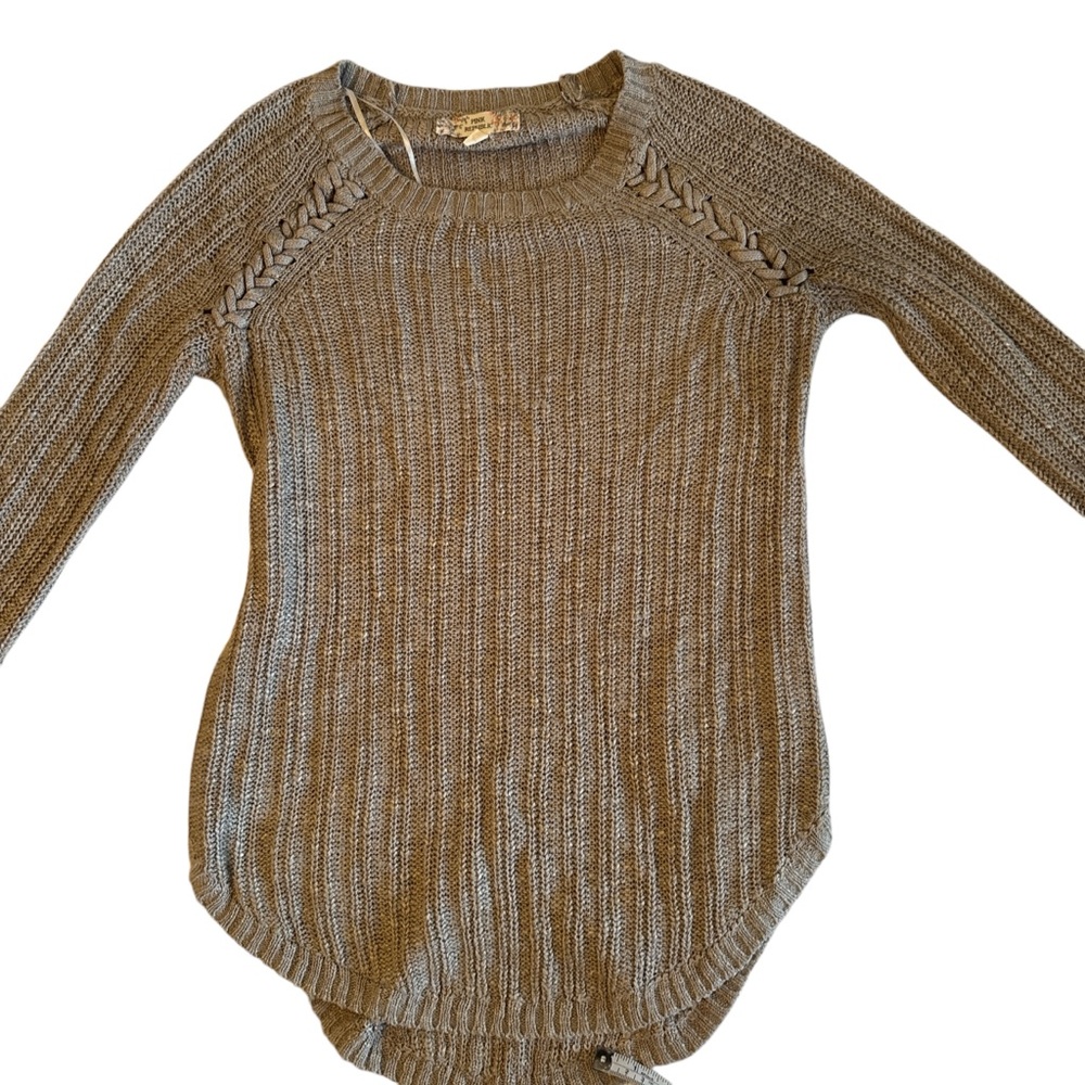 Pink Republic Gray Crew Neck Ribbed Sweater